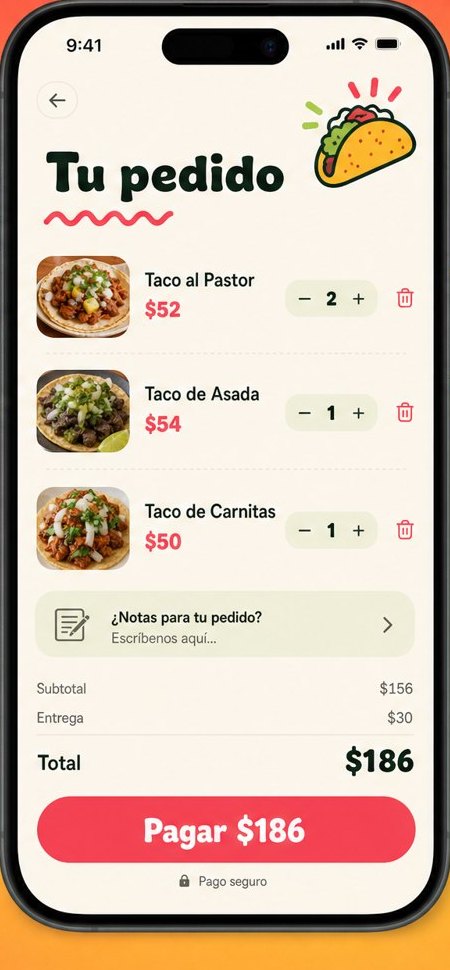 Pantalla de pago de un pedido