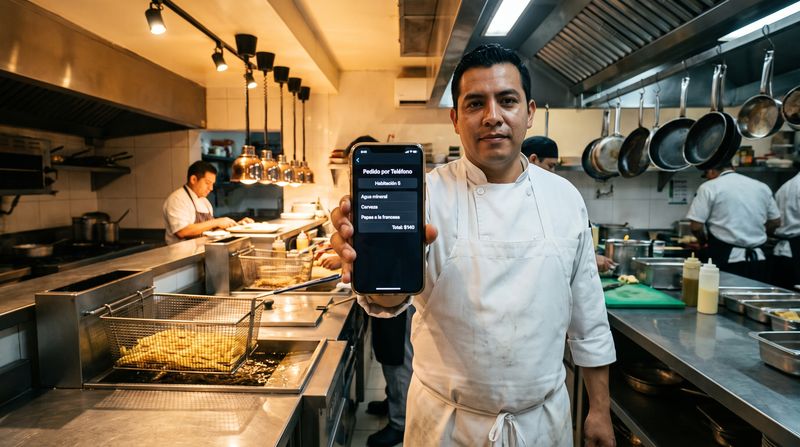 Cocina registra un pedido en la tableta