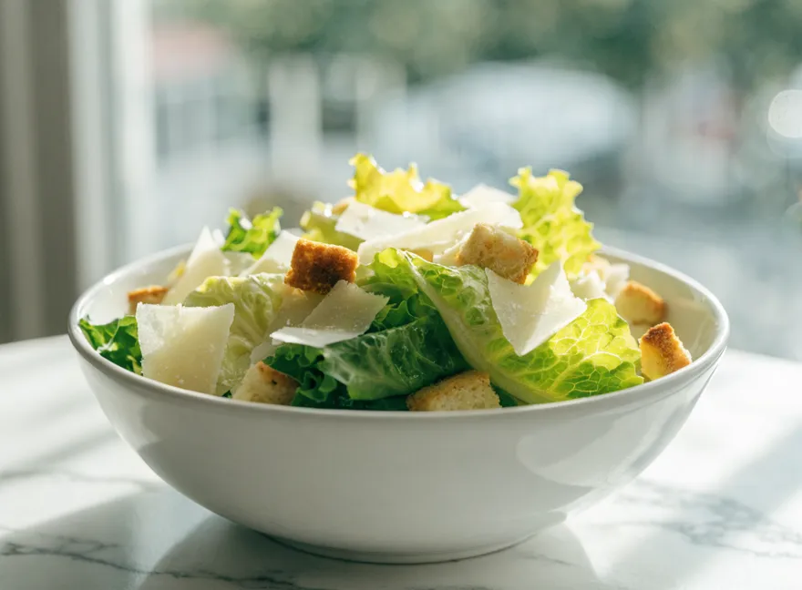 Ensalada césar con pollo a la plancha y parmesano