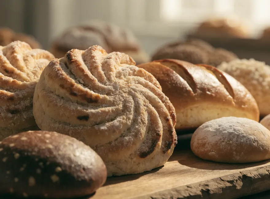 Conchas de vainilla y chocolate recién horneadas