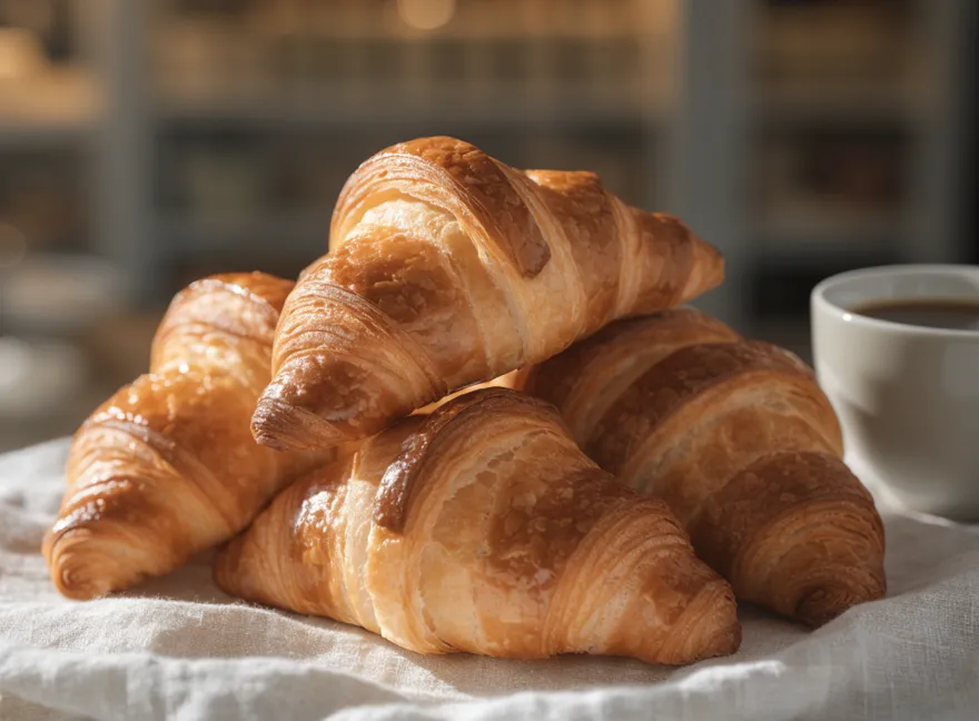 Croissants dorados de mantequilla